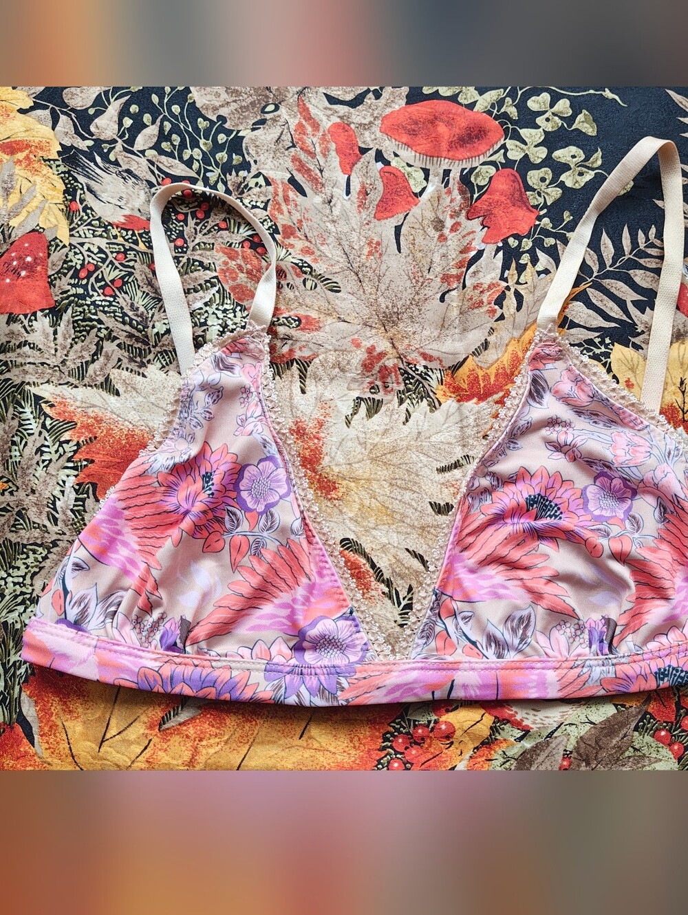 Spell siren song Floral Pink Triangle Bralette - Women Intimates, Medium